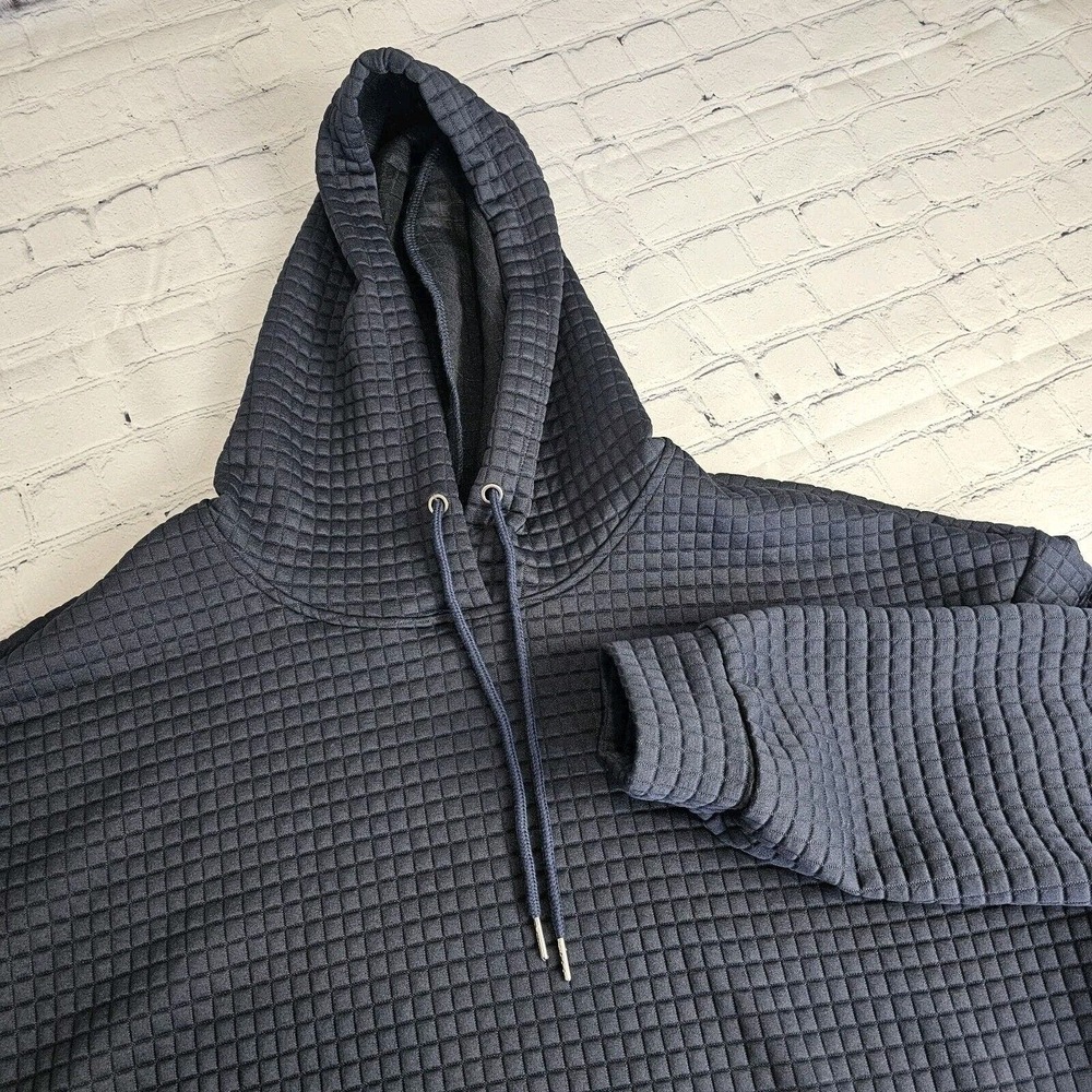 NEW LaMode‎ Womens XXL 2XL Blue Hoodie Textured Lightweight Kangaroo Pocket